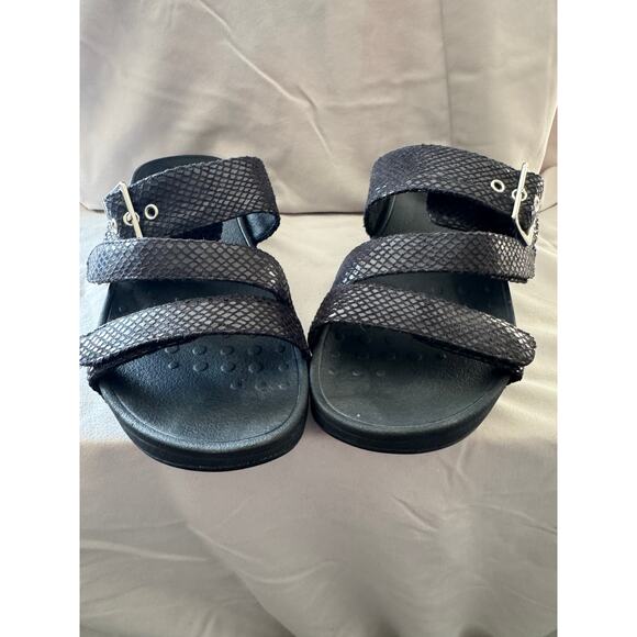Vionic Black Textured Slide Sandals Orthotic Support Size 7 - Picture 1 of 8